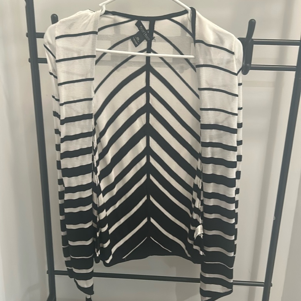 Black and white stripe cardigan.
